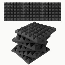  Pyramid Acoustic Panels With High Density Sound Proof Studio Noise, Absorption And Cancellation 3D Structure Panels With 50 Density (Charcoal Black Pack of 6)