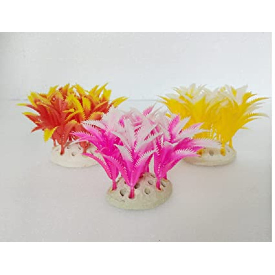 3-in-1 Artificial Plastic Plant for Decoration of Aquarium (4-inches Height) (3 Pcs) Ran