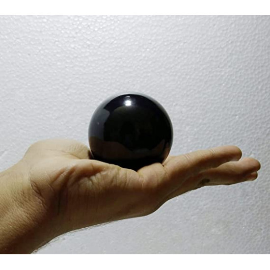 Natural Black Agate Tourmaline Stone 60 mm Ball Sphere for Mediataion