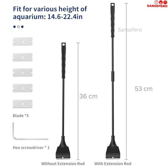 Premier Plants Aquarium Algae Scraper Expandable Version Cleaner With Blade For Aquarium Fish Plant Glass Tank (53 Cm)