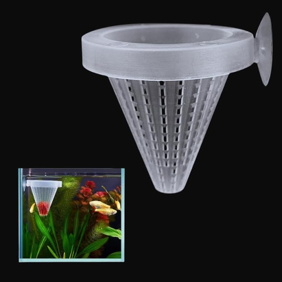 Bloodworm Feeder Cone, Worm Feeder Fish Food Cone Basket with Suction Cups (Pack of 4)