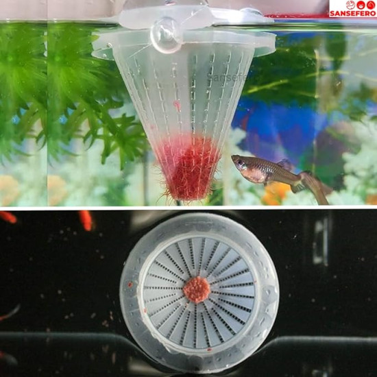 Bloodworm Feeder Cone, Worm Feeder Fish Food Cone Basket with Suction Cups (Pack of 4)