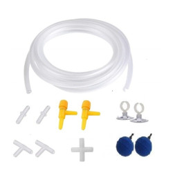 Premier Plants Aquarium Accessories Set 10 Meter PVC Hose Oxygen Pipe, 2 Aquarium Controller, 2 T-Way Air Connectors, 2 I-Way Connectors, 2 Aquarium Air Stones, 2 Suction Cups, 1 No of 4 Way Air Connector (12 Pcs)