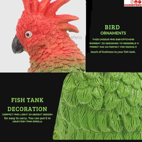 Aquarium Bird Decorative Ornaments Innovative Vivid Aquarium and Home Decoration Ornament for Fish Tank 6 MM (Green Bird)