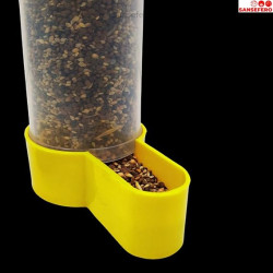  Food Feeder & Water Drinker for Bird Cage Food, Seed, Water Feeder Plastic Dispenser with Removable Tray (Yellow)