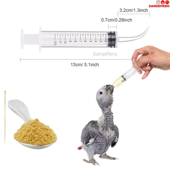 Baby Bird Feeding Formula Food with Complete Nutrition Fruit Flavour Powder (250 Gram) and Hand Feeding Syringe (12 Ml)