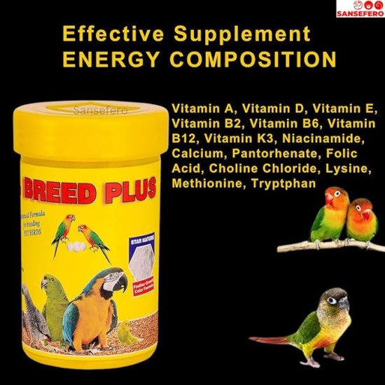 Breed Plus Advanced Formula for Birds Breeding with Vitamins/Better Fertility/Egg Production for Better Growth (50 Grams)