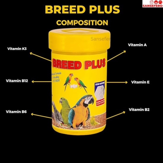 Breed Plus Advanced Formula for Birds Breeding with Vitamins/Better Fertility/Egg Production for Better Growth (50 Grams)