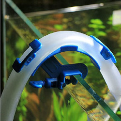 Hose Holder for Aquarium Fish Tank Filtration Tube/Pipe Holder with Screw Type Blue Color Plastic