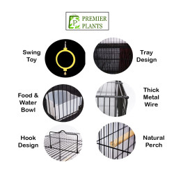 18 inch / 1.5 feet Bird Cage for Love Birds, Parrot, Budgies, Finch, Cockatiel with 1 Natural Perch, 2 Feeding Bowls, Anti Escape Lock (Random Color) (18 inch)