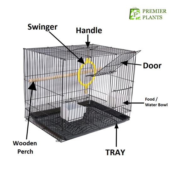 18 inch / 1.5 feet Bird Cage for Love Birds, Parrot, Budgies, Finch, Cockatiel with 1 Natural Perch, 2 Feeding Bowls, Anti Escape Lock (Random Color) (18 inch)