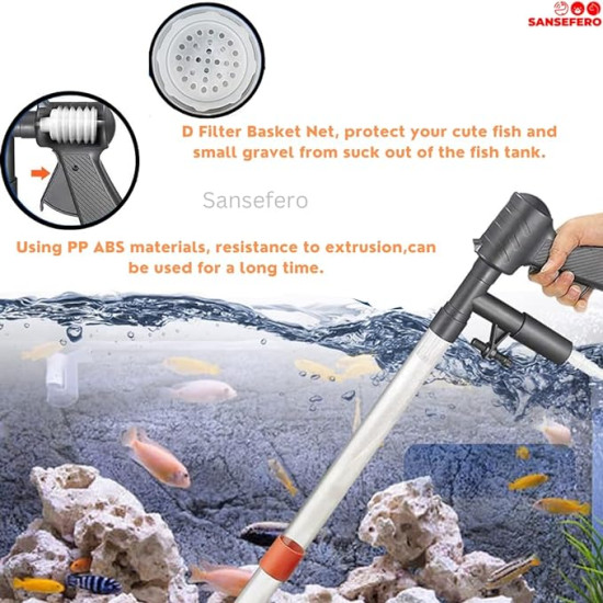 Aquarium Gravel Cleaner Ql-09G 3 In 1 Combo Water Changer With Algae Scrapeer For Aquarium Fish Tank Upto 92Cm Height (Gun Syphon Ql-09G)