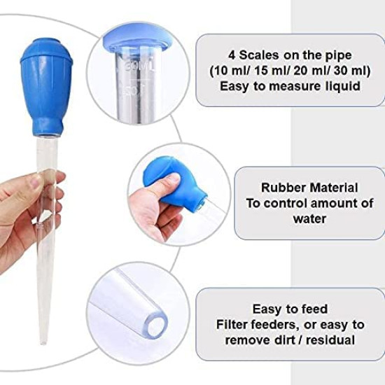 Manual Waste Remover for Betta Tank Nano Aquarium Dropper/Coral Feeder (30 ML) SPS HPS Feeder Reef Aquarium/Aquarium Gravel Cleaning Straw Aquarium Tool (30 ML)