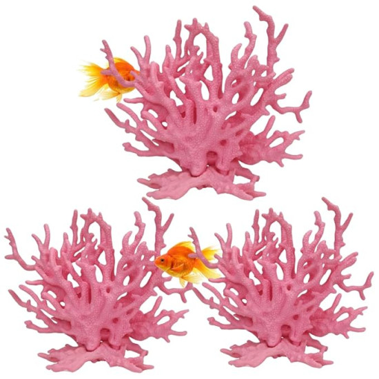 Artificial Aquarium Coral Ornament Plant for Aquarium Decoration (Coral Ornament Plant Pink) Pack of 3