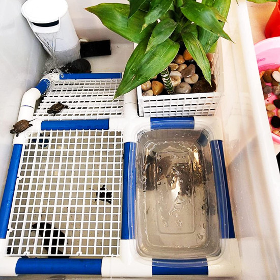 Aquarium White Divider 4 Pcs with 4 Pcs Grid Divider/Aquarium Fish Tray Egg Crate/Turtle Climber/Bottom Filter Isolation Board (White)