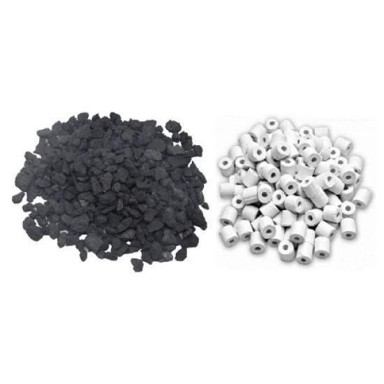 Aquarium Filter Media Kits - 500 g Activated Carbon, 50 Nos Bio Ball, 500 g Ceramic Rings