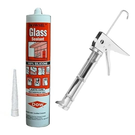 Glass Silicone Aquarium Sealant Acetoxy Cure Glass Sealant with Applicator Gun (300 Ml)