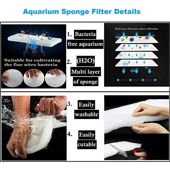 Aquarium Sponge Filter for Fish Tank, Biological Filtering Sponge Aquarium, Sponge Filter Pad(Random Color XY-1819 (1 pc)