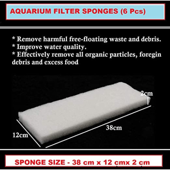 Aquarium Biochemical Sponge Filter Mechanical and Biological Filtration Sponge for top Filter for Fish Tank (6 pcs)