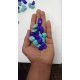 Double Color Stone Pebbles Marble for Aquarium Decoration/Table Decoration/Garden Decors Blue and Cayn (2Kg)