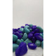 Double Color Stone Pebbles Marble for Aquarium Decoration/Table Decoration/Garden Decors Blue and Cayn (2Kg)